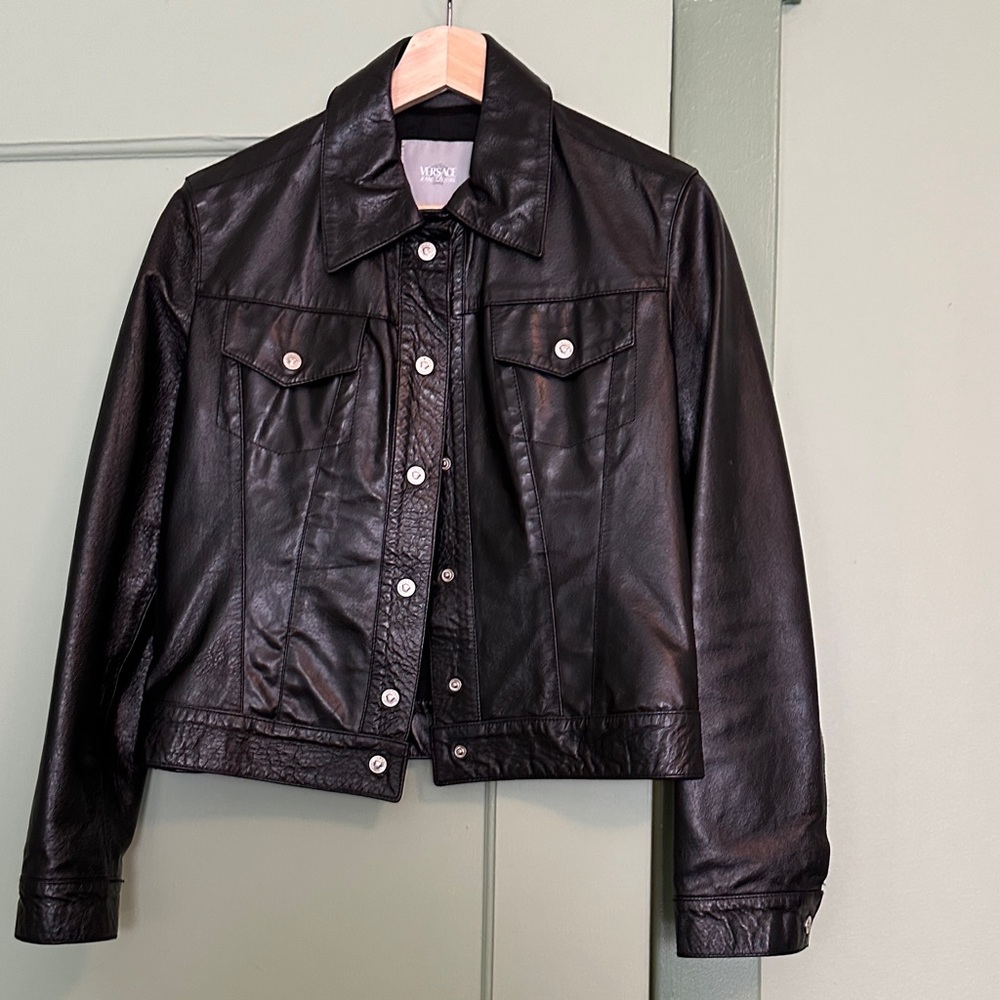 Vintage Versace Leather Black Jacket